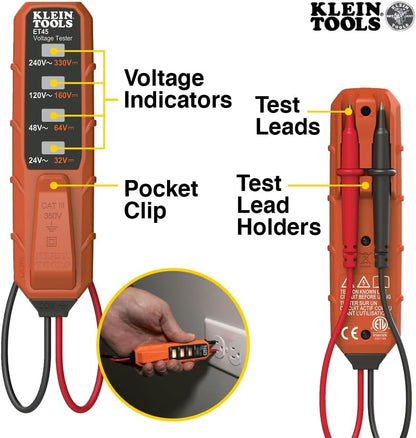 NCVT3PKIT Electrical Test Kit, Dual-Range Non-Contact Voltage Tester with Flashlight, AC/DC Voltage Tester