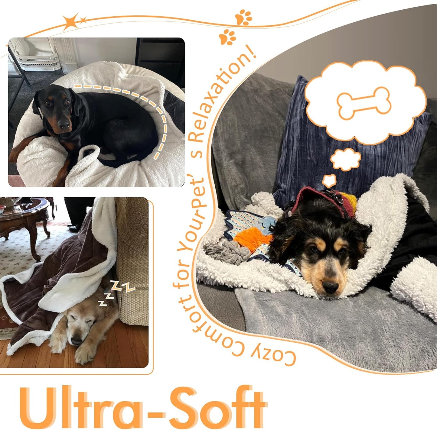 Large Dog Blanket, Super Soft Fluffy Sherpa Fleece Dog Couch Blankets and Throws for Large Medium Small Dogs Puppy Doggy Pet Cats, 50X60 Inches